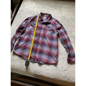 Levi's Plaid Flannel Shirt Women XL Maroon Red Boyfriend Fit Button Up